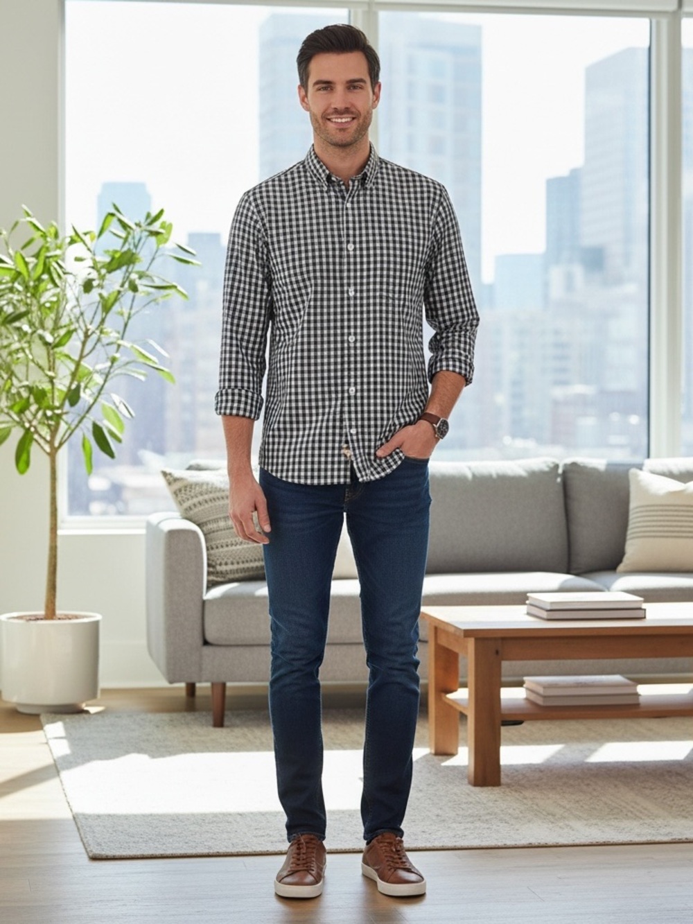 Everlane Plaid Shirt Men’s Long Sleeve Button Down  Collared Casual Classic Sz M